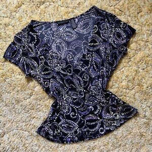 Purple Polka Dot Paisley Wrap Top